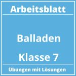 Balladen Arbeitsblatt Klasse 7