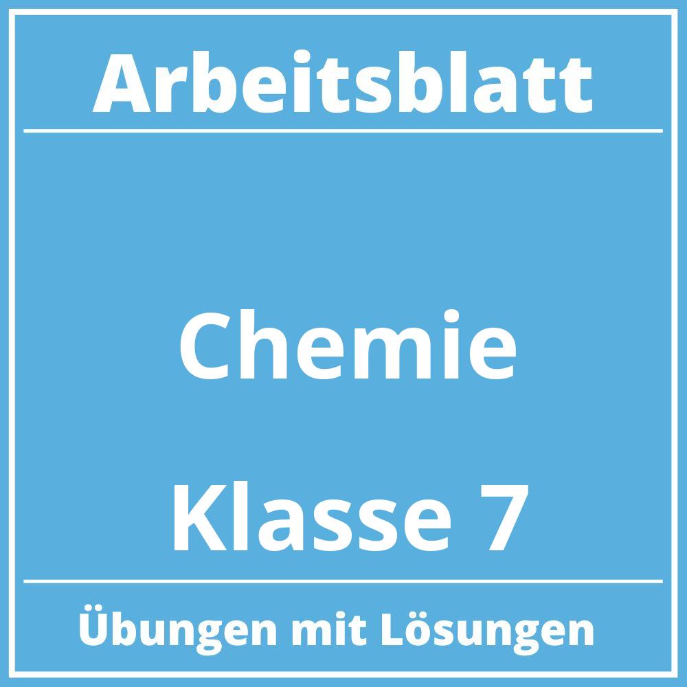 Arbeitsblatt Chemie Klasse 7