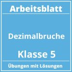 Arbeitsblatt Dezimalbrüche Klasse 5