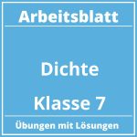 Arbeitsblatt Dichte Klasse 7