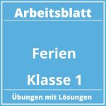 Arbeitsblatt Ferien Klasse 1