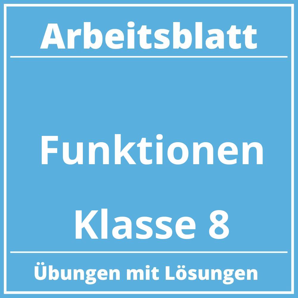 Arbeitsblatt Funktionen Klasse 8