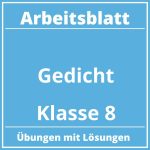 Arbeitsblatt Gedicht Klasse 8