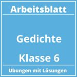 Arbeitsblatt Gedichte Klasse 6