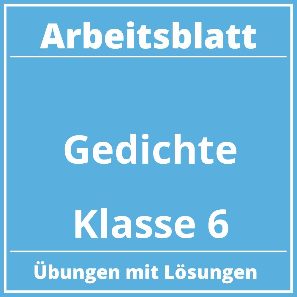 Arbeitsblatt Gedichte Klasse 6