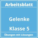 Gelenke Arbeitsblatt Klasse 5