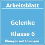 Arbeitsblatt Gelenke Klasse 6