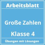 Große Zahlen Arbeitsblatt Klasse 4