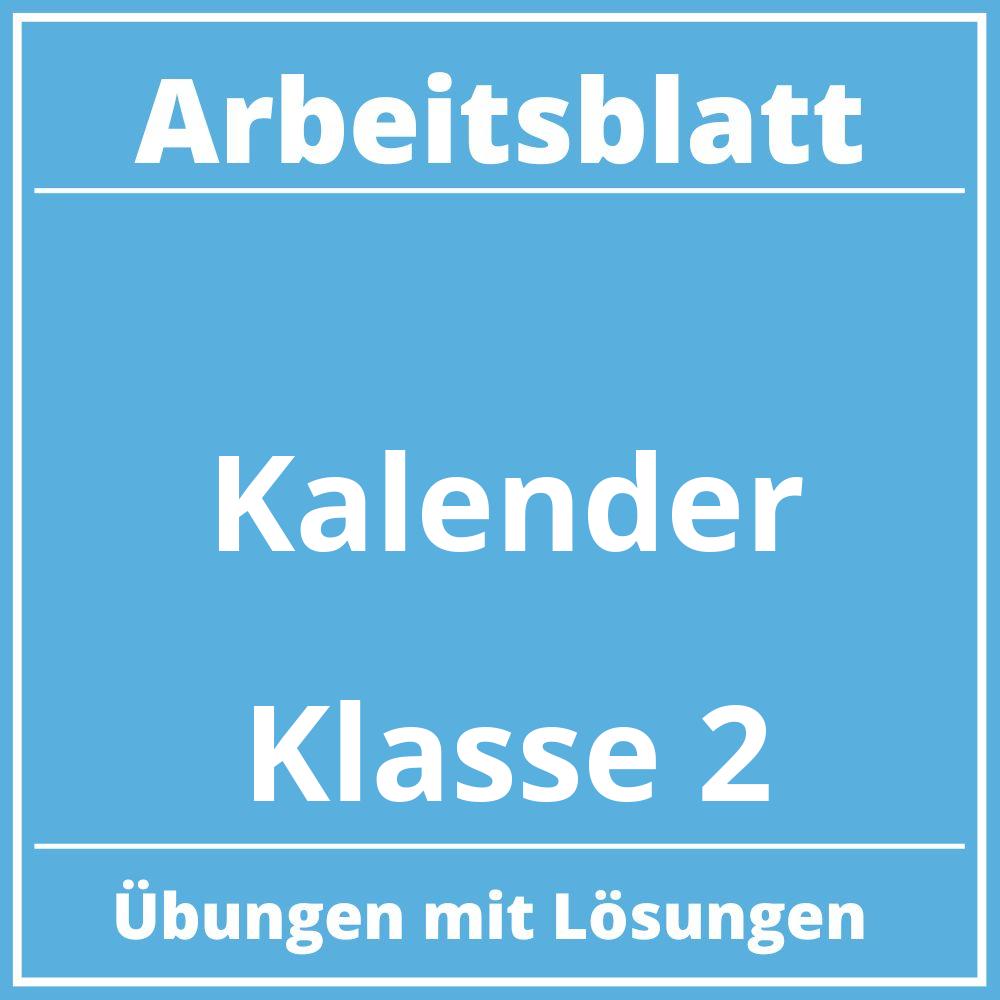 Arbeitsblatt Kalender Klasse 2