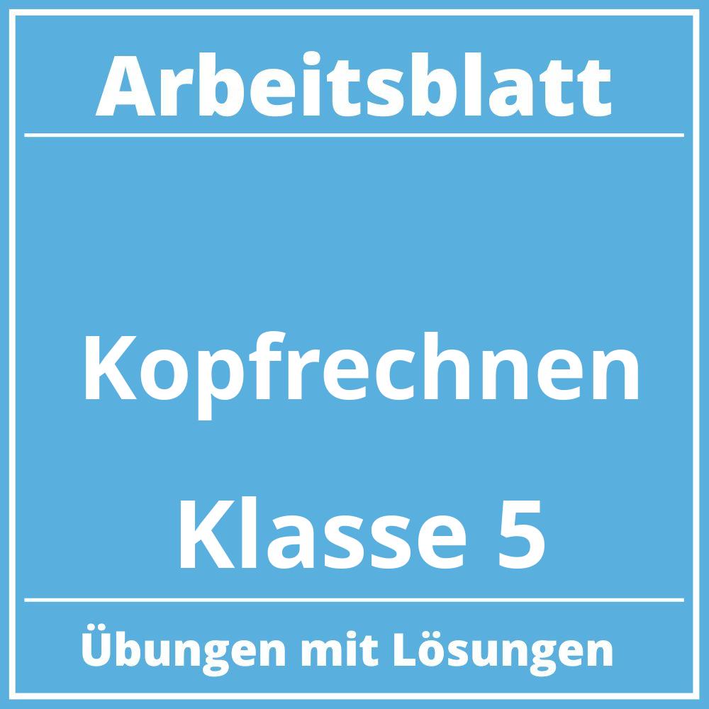 Arbeitsblatt Kopfrechnen Klasse 5