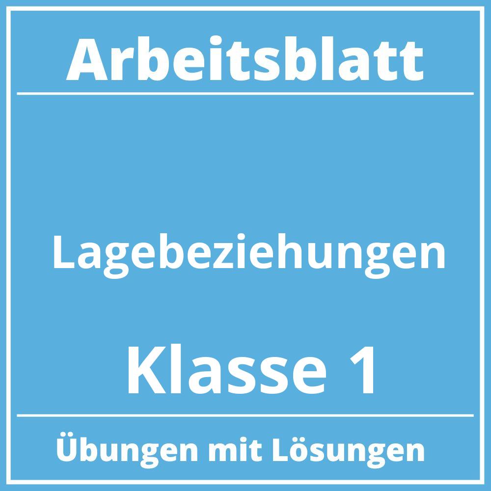 Arbeitsblatt Lagebeziehungen Klasse 1