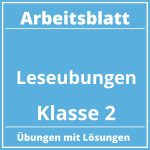 Arbeitsblatt Leseübungen Klasse 2