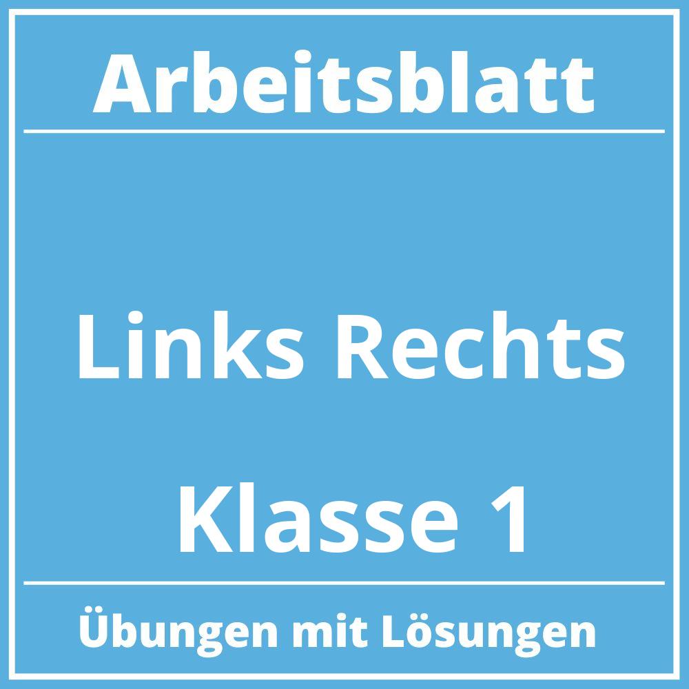 Arbeitsblatt Links Rechts Klasse 1