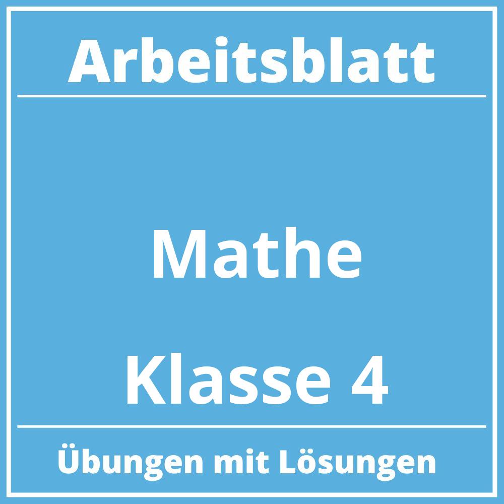 Arbeitsblatt Mathe Klasse 4