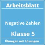 Arbeitsblatt Negative Zahlen Klasse 5