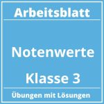 Arbeitsblatt Notenwerte Klasse 3