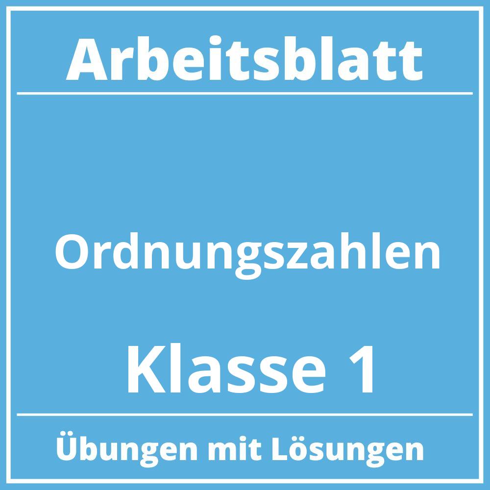 Arbeitsblatt Ordnungszahlen Klasse 1