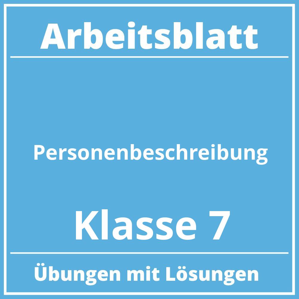 Arbeitsblatt Personenbeschreibung Klasse 7