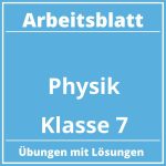 Arbeitsblatt Physik Klasse 7