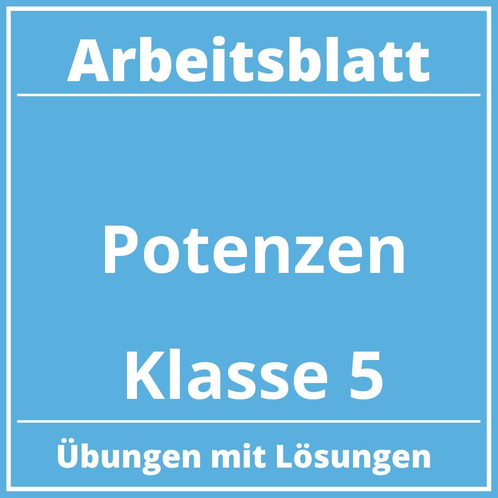 Potenzen Arbeitsblatt Klasse 5