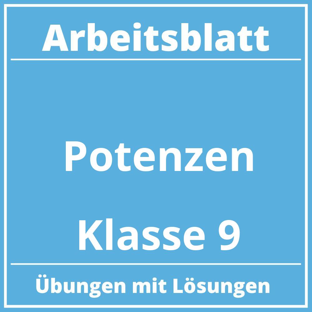 Potenzen Arbeitsblatt Klasse 9