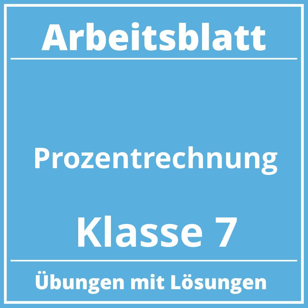 Prozentrechnung Arbeitsblatt Klasse 7