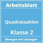 Quadratzahlen Arbeitsblatt Klasse 2