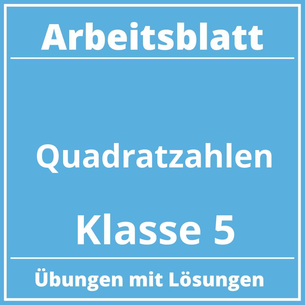 Quadratzahlen Arbeitsblatt Klasse 5