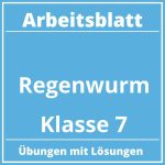 Arbeitsblatt Regenwurm Klasse 7