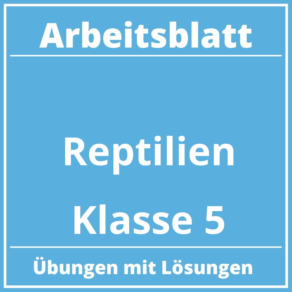 Arbeitsblatt Reptilien Klasse 5