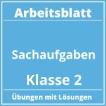 Arbeitsblatt Sachaufgaben Klasse 2