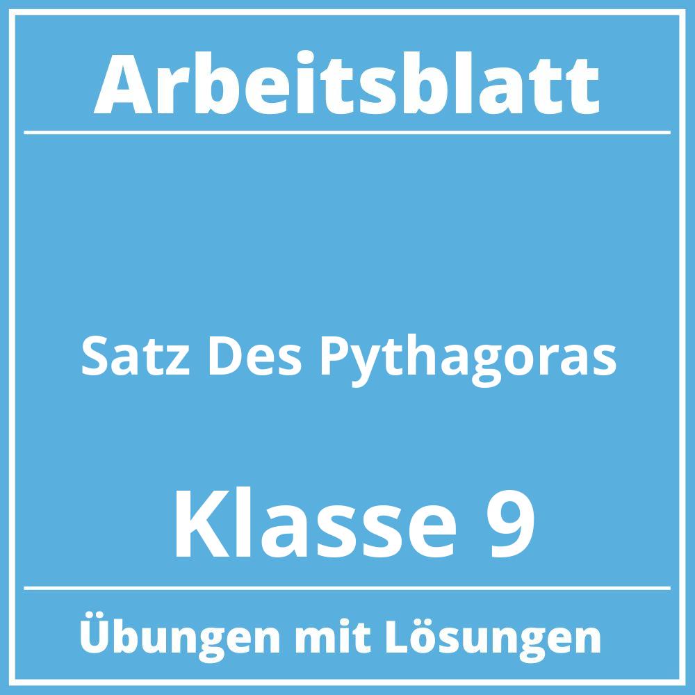 Satz Des Pythagoras Arbeitsblatt Klasse 9