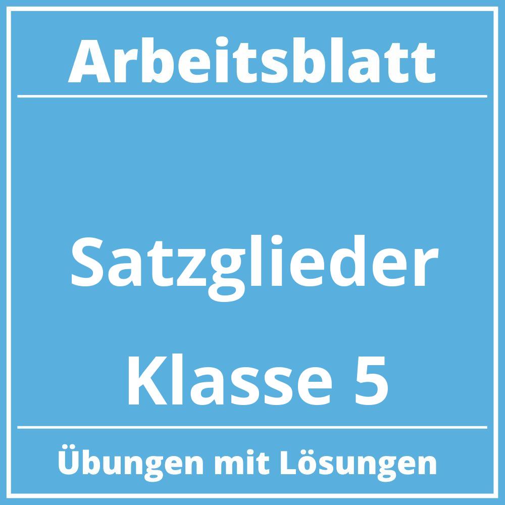 Arbeitsblatt Satzglieder Klasse 5