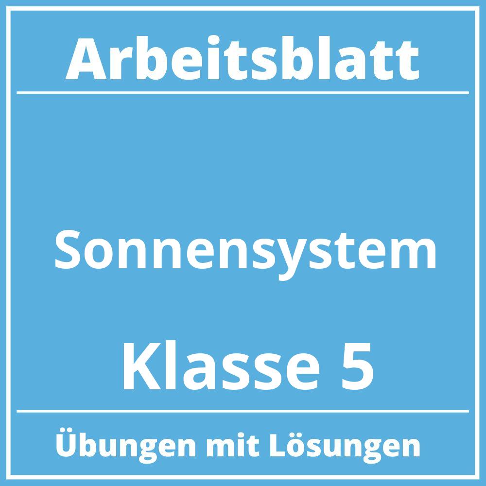 Arbeitsblatt Sonnensystem Klasse 5