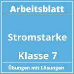 Arbeitsblatt Stromstärke Klasse 7