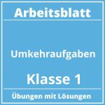 Umkehraufgaben Arbeitsblatt Klasse 1