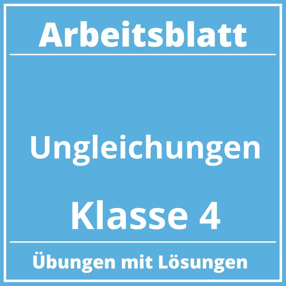 Arbeitsblatt Ungleichungen Klasse 4