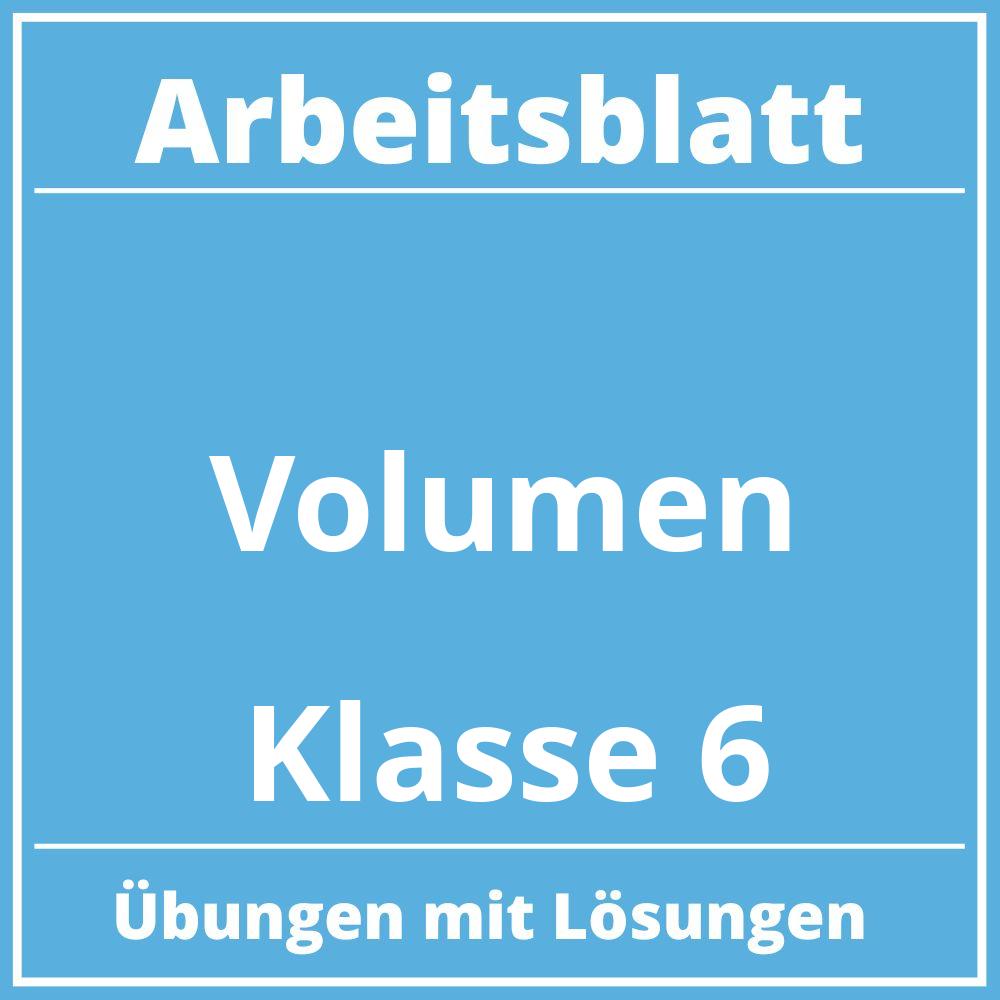 Volumen Arbeitsblatt Klasse 6