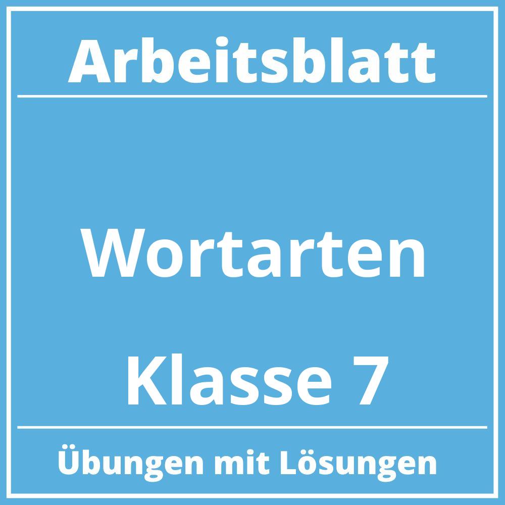 Arbeitsblatt Wortarten Klasse 7