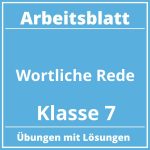 Arbeitsblatt Wörtliche Rede Klasse 7