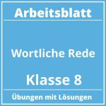 Arbeitsblatt Wörtliche Rede Klasse 8